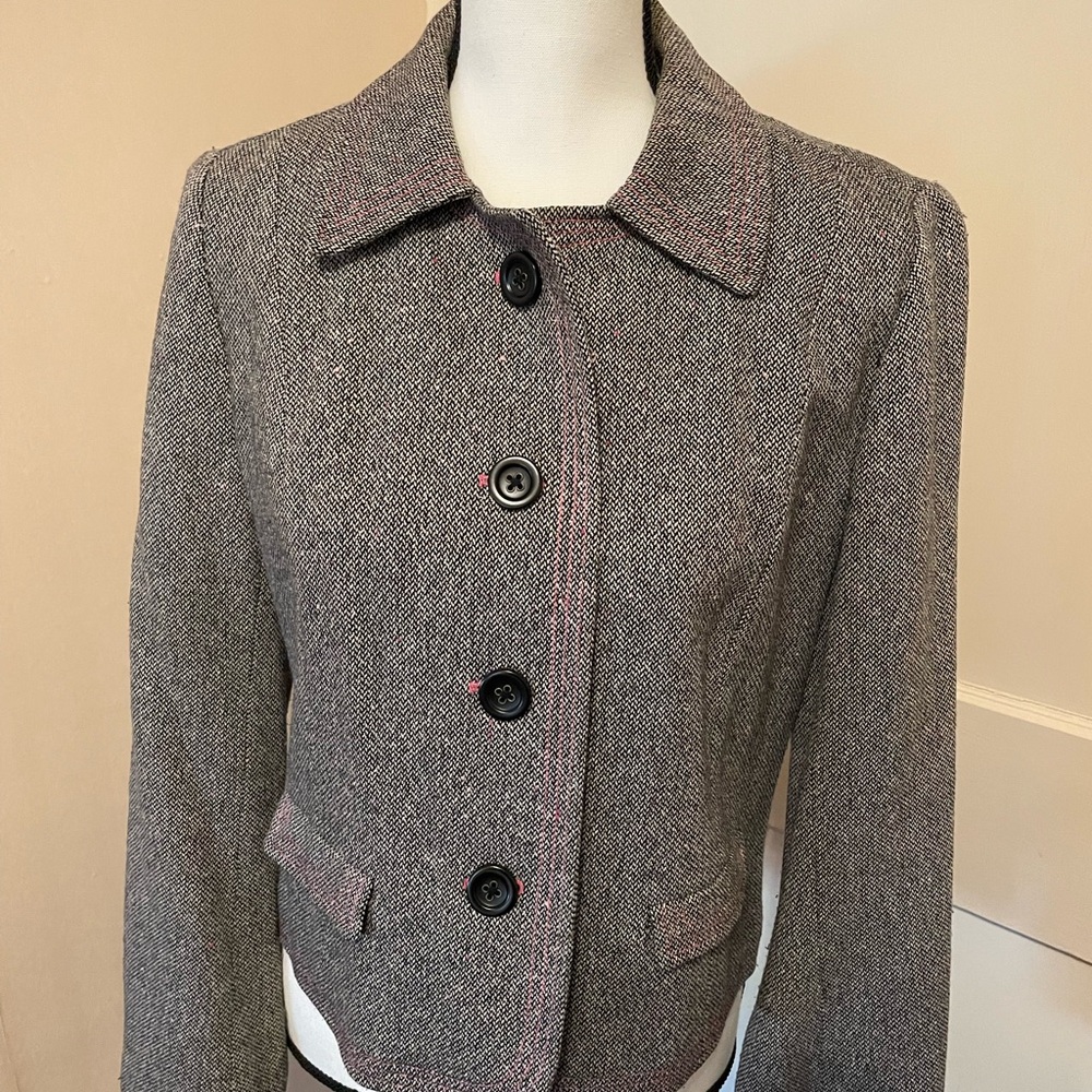 GAP Houndstooth Wool-Blend Blazer with Notched Lapel